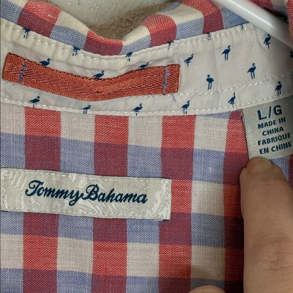 Tommy Bahama Men's Linen Blend Checkered Button Front Shirt Size Large - Picture 2 of 7